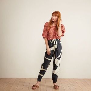 NWT Anthropologie THE ODELLS Botanica Linen Joggers Size M Z332-44